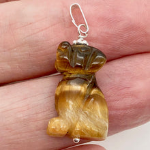 Load image into Gallery viewer, Tiger Eye Dog Pendant Necklace | Semi Precious Stone Jewelry | Sterling Silver |