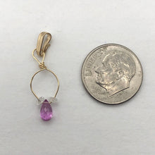 Load image into Gallery viewer, Designer Pink Sapphire with White Sapphire side stones 14Kgf Wirewrap Pendant - PremiumBead Alternate Image 10
