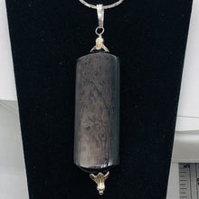 Load image into Gallery viewer, Hypersthene, Flat Rounded Rectangle Dangle Pendant| 2 1/2 ' Long | Black/Silver|
