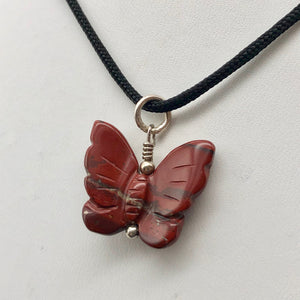 Flutter Carved Brecciated Jasper Butterfly and Sterling Silver Pendant 509256BJS - PremiumBead Alternate Image 9