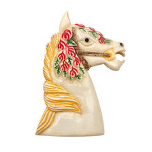 Load image into Gallery viewer, Waterbuffalo Bone Carousel Horse| 50.5x34x5.5mm| Cream/Red/Yellow/Green| 1 Bead|