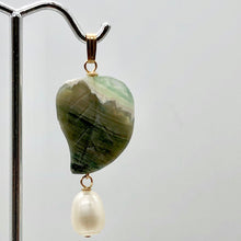 Load image into Gallery viewer, Pretty Ocean Jasper Carved Autumn Leaf Bead and Pearl Pendant | 1 3/4" Long |