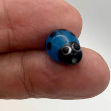 Load image into Gallery viewer, Hand Made Glass Lampwork Lady Bug Beads | 14x10mm | Blue | Oval | 5 Beads | - PremiumBead Alternate Image 3