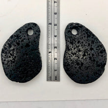 Load image into Gallery viewer, Meteorite Carved Pendant Beads | 2 Beads | Black | 52x36x8mm |