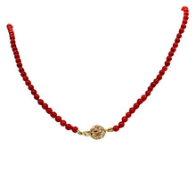 Load image into Gallery viewer, AAA Natural Ox Blood Red Coral & 14K Gold 18 inch Necklace 202904