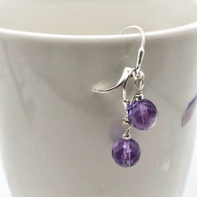 Load image into Gallery viewer, Royal Natural Untreated Faceted Amethyst Solid Sterling Silver Earrings 310453B - PremiumBead Alternate Image 3
