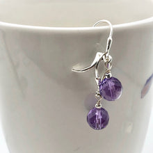 Load image into Gallery viewer, Royal Natural Untreated Faceted Amethyst Solid Sterling Silver Earrings 310453B - PremiumBead Alternate Image 3