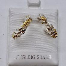 Load image into Gallery viewer, Sterling Silver and Gold Hoop Post Earrings | 7/8" Long | Silver/Gold | 1 Pair |