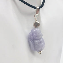 Load image into Gallery viewer, Hand Carved Lavender Jade Buddha Pendant with Silver Findings | 1 5/8" Long - PremiumBead Alternate Image 10