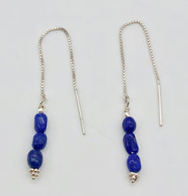 Load image into Gallery viewer, Triple Lapis Lazuli and Sterling Threader Earrings 303272A - PremiumBead Alternate Image 2