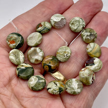Load image into Gallery viewer, Raintree Rhyolite Jasper 11mm Coin Bead 8 inchStrand 9538HS
