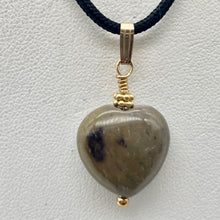 Load image into Gallery viewer, Love! Steel Grey and Black Mookaite 14kgf Heart Pendant 504891C - PremiumBead Primary Image 1