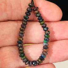 Load image into Gallery viewer, Opal Faceted Red Fire Roundel 4 1/4" Bead Strand | 4.5 mm | Black/Red | 39 Bead|