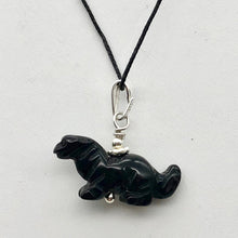 Load image into Gallery viewer, Obsidian Diplodocus Dinosaur with Sterling Silver Pendant 509259OBS | 25x11.5x7.5mm (Diplodocus), 5.5mm (Bail Opening), 7/8" (Long) | Black - PremiumBead Alternate Image 7