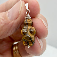 Load image into Gallery viewer, Hand Carved Tigereye Goddess of Willendorf Silver Pendant|1.5 "Long | Goddess | - PremiumBead Alternate Image 2