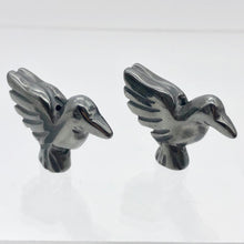 Load image into Gallery viewer, Lovely 2 Hand Carved Hematite Dove Bird Beads | 25x18x5.5mm | Graphite - PremiumBead Alternate Image 3