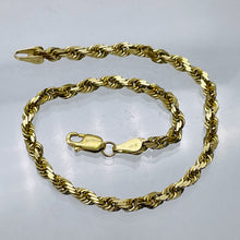 Load image into Gallery viewer, Rope 14K 3mm Diamond Cut Bracelet | 8" Long | Yellow Gold | 1 Bracelet |