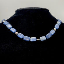 Load image into Gallery viewer, Kyanite and Sterling Silver Rectangle Bead Necklace | 20 inch | Blue and Silver|