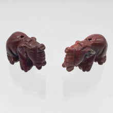 Load image into Gallery viewer, Wild 2 Hand Carved Brecciated Jasper Elephant Beads | 21x14.5x9mm | Red - PremiumBead Primary Image 1