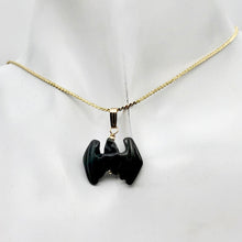 Load image into Gallery viewer, Hematite Bat Pendant Necklace | Semi Precious Stone Jewelry | 14kgf Pendant |