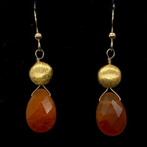 Botswana 14K Gold Filled Faceted Briolette Earrings | 1 3/4" Long | Peach |