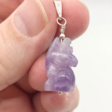 Load image into Gallery viewer, Amethyst Wolf Pendant Necklace | Semi Precious Stone Jewelry | Silver Pendant