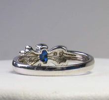 Load image into Gallery viewer, Blue Sapphire and White Diamonds Solid 14Kt White Gold Ring Size 6 3/4 9982Ai