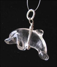 Load image into Gallery viewer, Quartz Dolphin Pendant Necklace | Semi Precious Stone Jewelry | Silver Pendant