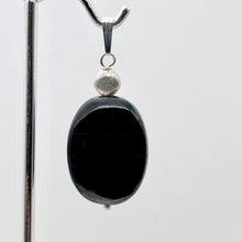 Load image into Gallery viewer, Hypersthene Sterling Silver Pendant |1 3/4 inch long | Silver-black | Oval |