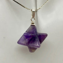 Load image into Gallery viewer, Kabbalah Carved Amethyst Merkaba Star and Sterling Silver Pendant 509288AMS - PremiumBead Alternate Image 9