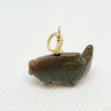 Load image into Gallery viewer, Unique! Bloodstone Koi Fish W/ 22K Vermeil Pendant 509265BSG - PremiumBead Alternate Image 2