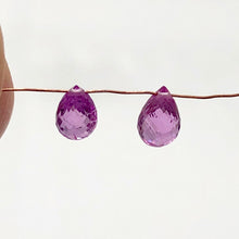 Load image into Gallery viewer, Pair AAA Brilliant Facetted Pink Sapphire Briolette Beads -1.25 Caret | 6x4x3mm