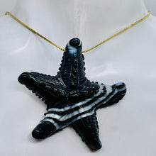 Load image into Gallery viewer, Stunning! Carved Sardonyx Starfish Pendant Bead | 60x9mm | Black/White | | 60x9mm | Black/White