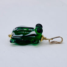 Load image into Gallery viewer, Lampwork Frog 14K Gold Filled Frog | 1" Long | Green | 1 Pendant |