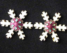 Load image into Gallery viewer, 2 White Mulberry Cloisonne 30x27mm Snowflake Focal Beads 8638F - PremiumBead Primary Image 1