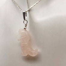 Load image into Gallery viewer, Rose Quartz Tyrannosaurus Rex Dinosaur Pendant Necklace|Sterling Silver Jewelry - PremiumBead Alternate Image 4