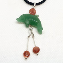 Load image into Gallery viewer, Aventurine Dolphin with Sunstone and Silver Pendant 509262AVSX - PremiumBead Primary Image 1