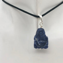 Load image into Gallery viewer, Namaste Hand Carved Sodalite Buddha and Sterling Silver Pendant, 1.5" Long - PremiumBead Alternate Image 7