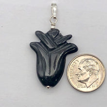 Load image into Gallery viewer, Obsidian Sterling Silver Rose Flower Pendant | 1 1/2" Long | Black | 1 Pendant |