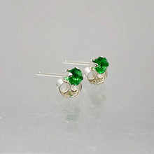 Load image into Gallery viewer, May! Round 3mm Created Green Emerald & 925 Sterling Silver Stud Earrings 10146E - PremiumBead Alternate Image 2
