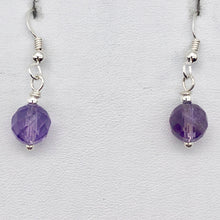 Load image into Gallery viewer, Royal Natural Untreated 8mm Faceted Amethyst Solid Sterling Silver Earrings - PremiumBead Alternate Image 5