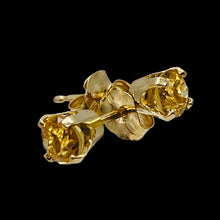 Load image into Gallery viewer, Citrine 14K Yellow Gold Stud Round Earrings | 4mm | Yellow | 1 Pair |