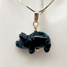 Load image into Gallery viewer, Black Obsidian Pig Pendant Necklace |Semi Precious Stone Jewelry|14k gf Pendant| - PremiumBead Alternate Image 10