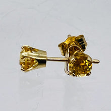 Load image into Gallery viewer, Citrine 14K Yellow Gold Stud Round Earrings | 4mm | Yellow | 1 Pair |