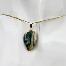 Load image into Gallery viewer, Ocean Jasper Carved Autumn Leaf Bead 14K Gold Filled Pendant | 1 3/4" Long |