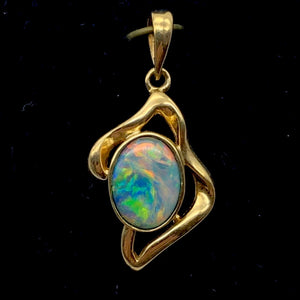 Red and Green Fine Opal Fire Flash 14K Gold Pendant - PremiumBead Alternate Image 2