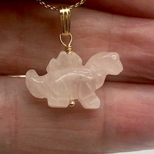Load image into Gallery viewer, Rose Quartz Stegosaurus Dinosaur Pendant Necklace|Semi Precious Stone Jewelry