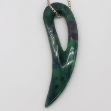 Load image into Gallery viewer, Ruby Zoisite Gemstone Comma Pendant | 94x28x6mm | Green/Red | 1 Pendant |