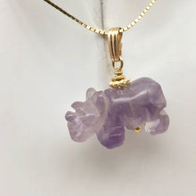 Load image into Gallery viewer, Hand Carved Rhino Amethyst Rhinoceros and 14k Gold Filled Pendant 509275AMLG - PremiumBead Alternate Image 3