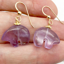 Load image into Gallery viewer, Amethyst 14K Gold Filled Zuni Bear Drop/Dangle Earrings | 1 1/4" Long | Purple |